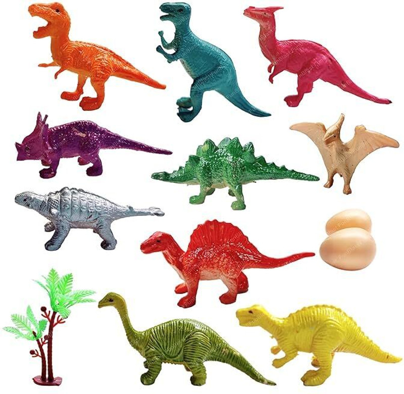 hinati Realistic Miniature Action Figure Toy DINOSOURS (10+2+1)(Multicolor)