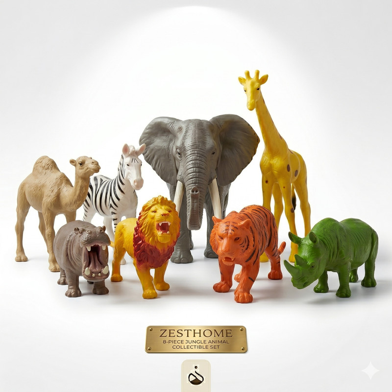 ZESTHOME Big Wild Animal Toys for kids – 8Pcs Big Size Realistic Wild Animal Figures(Multicolor)