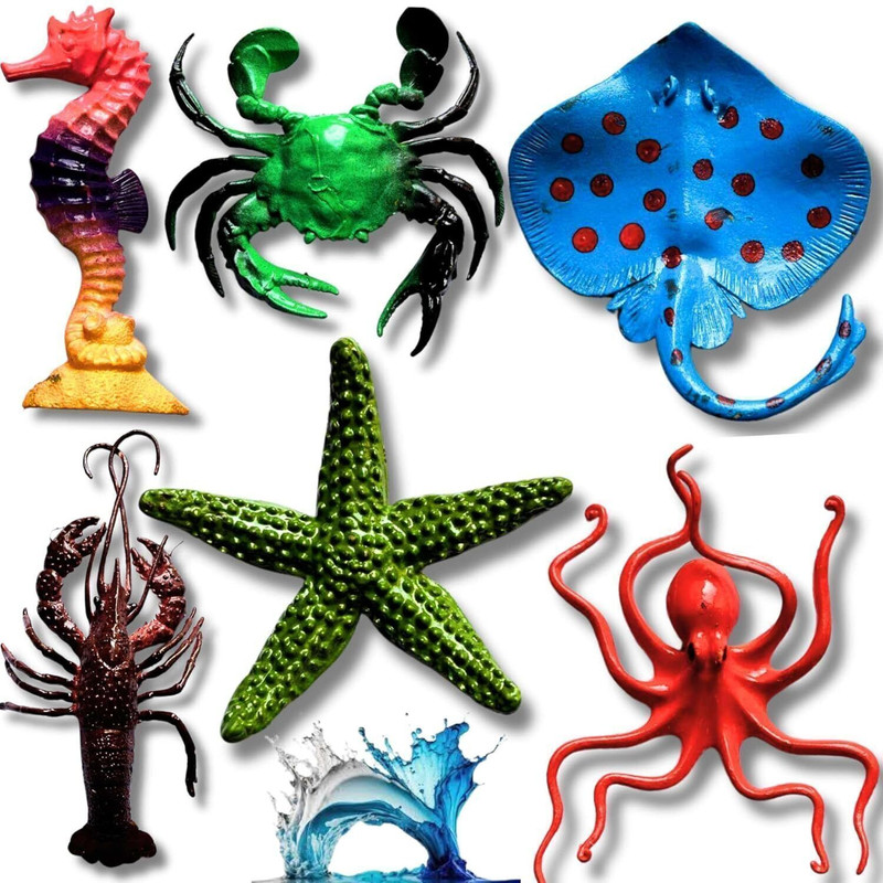 CJ CHILDRENSJOY Aquatic Sea Animals Toy Set Medium Size Water Animal 6PCs Marine Jelly Fish Toy(Multicolor)