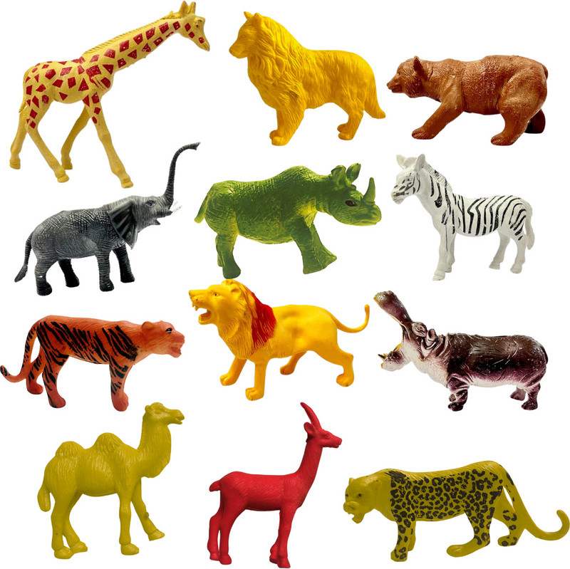 LA Toys Mini Jungle Animal Toys for Kids – Pack of 12 Realistic Rubber Animals (5–6cm)(Multicolor)