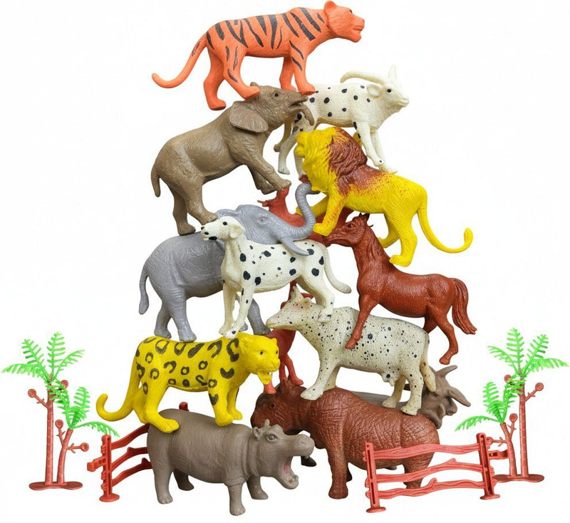 ZESTHOME 15 pcs Animal Toys Set for Kids most demanding Rubber Animals Toys (3 inches)(Multicolor)