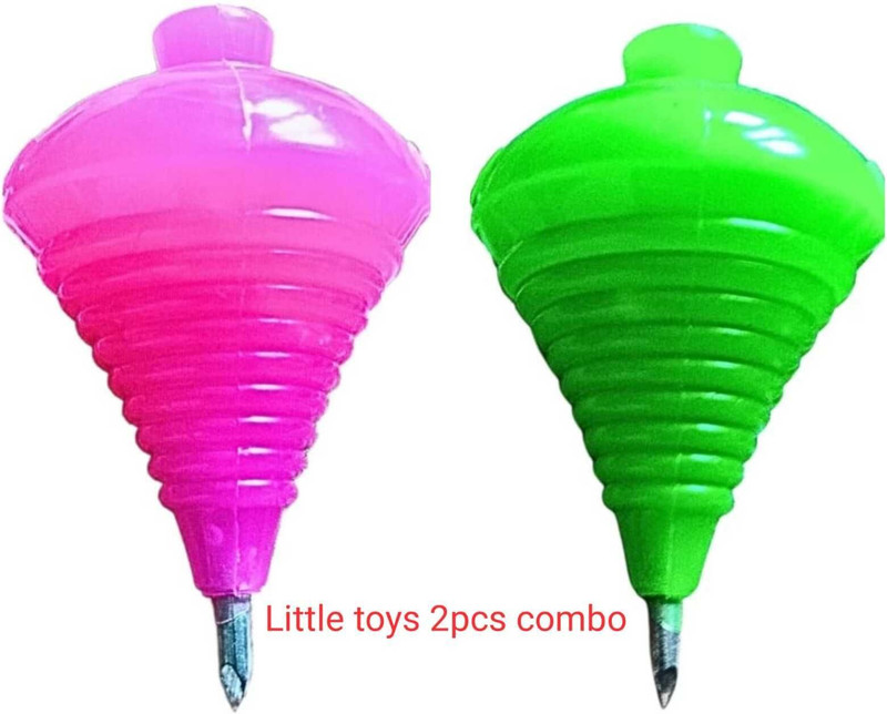Toys gate Lattu Toys 2 Pcs ,with Thread Plastic Spinning(Multicolor)