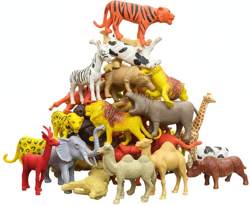 ZESTHOME 12Pcs Jungle Realistic Wild Animal Toys Figure Playing Set for kids 3+ Years(Multicolor)