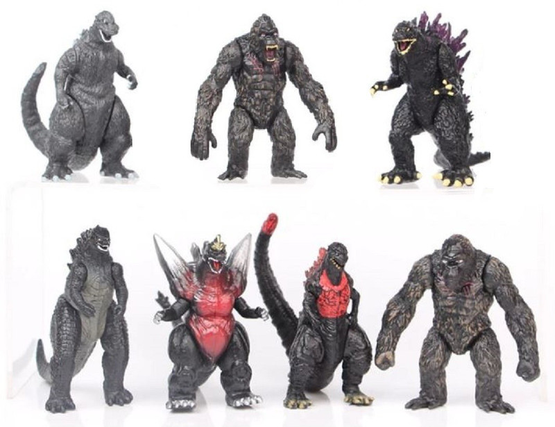 Delite New Godzilla Vs Kong Battle 7 Toy Figures Movie Models Kids King of Monsters(Multicolor)