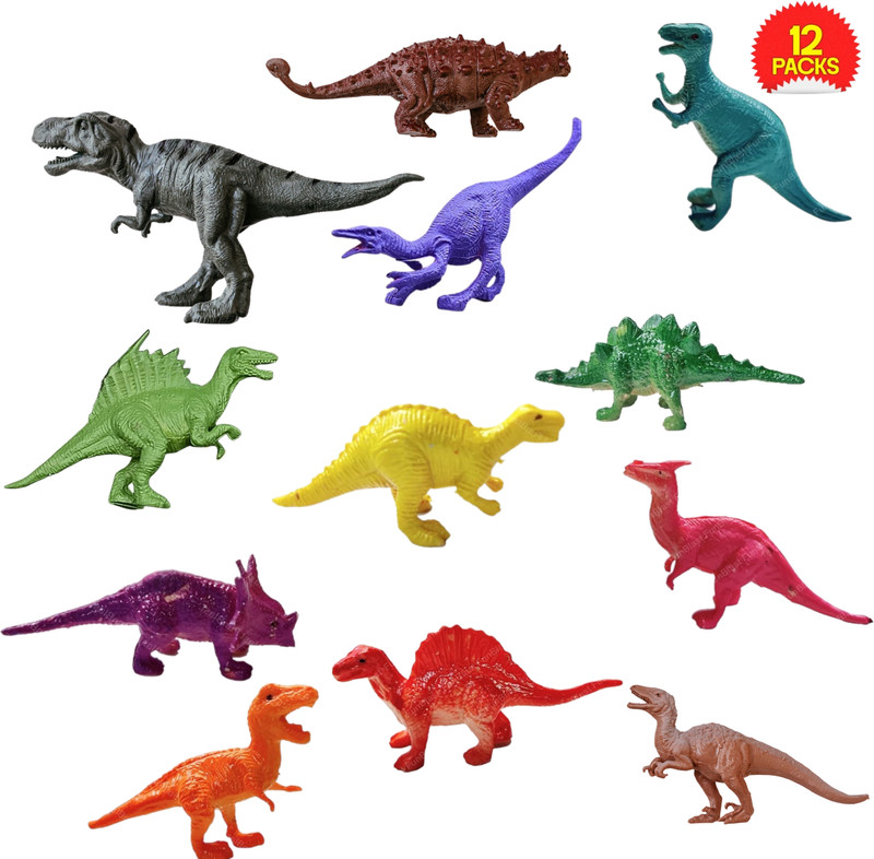 laxmi toys Realistic Dinosaur Toys for Kids – 12 Small Dino Figures Learning Toy for Kids(Multicolor)