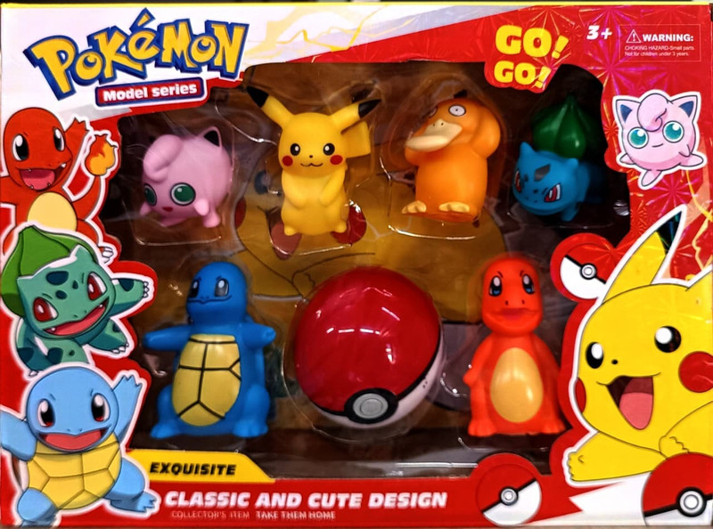 CrazyBuy Poikemon Pokeball Toy Set, Collectible, Pikachu Cartoon Figure, Unique Toy-7 pcs(Multicolor)