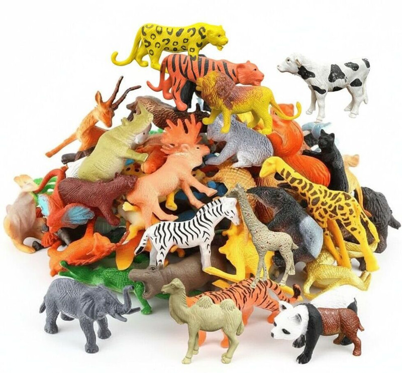 Little Finds 12 pcs Wild Jungle Animal Toy Set for Kids – Fun & Educational Toys(Multicolor)