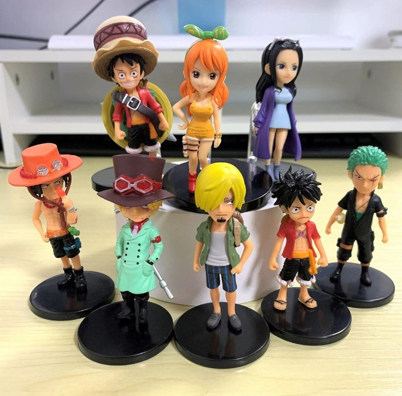Thrifx One Piece Luffy Zoro Action Fgiures Set of 5 Size 10Cm Luffy Toys for Decoration(Multicolor)