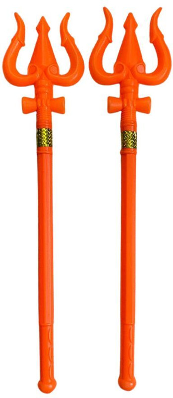 Banke Ji Plastic Shiv 2Pcs Trishul Toy for Kids Weapon/Action Figure Toy-52 CM(Orange)