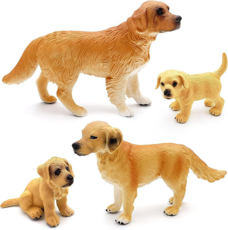 Mallexo 4 PCS Attractive Cute Dogs & Puppy Family Animals Toy for Kids 3+ | Pet Dogs(Brown)
