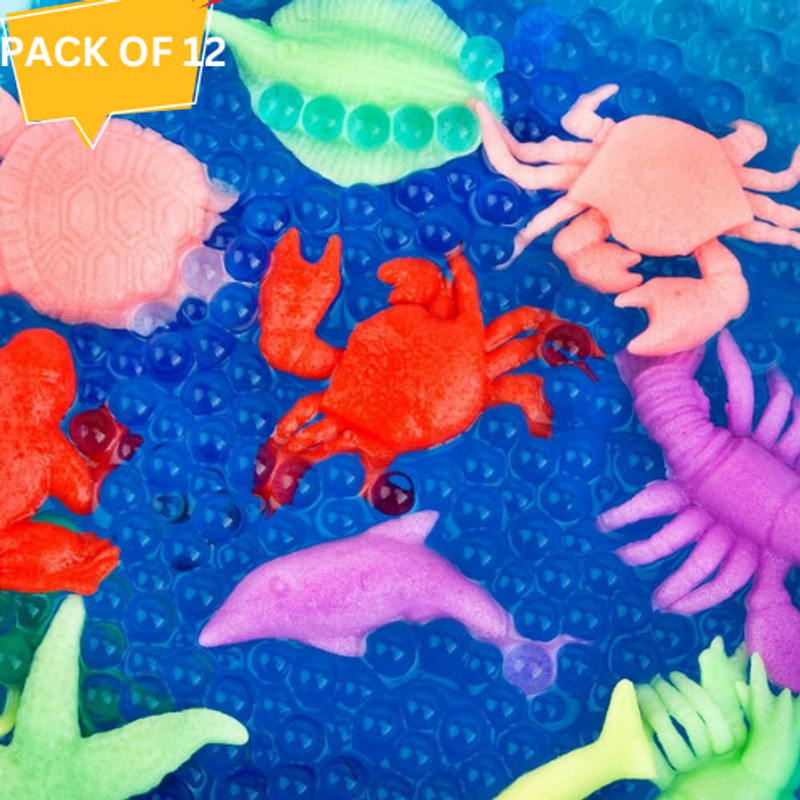 ANABGI Water Growing Sea Creatures Animals & Water Beads (Pack of 12)(Multicolor)