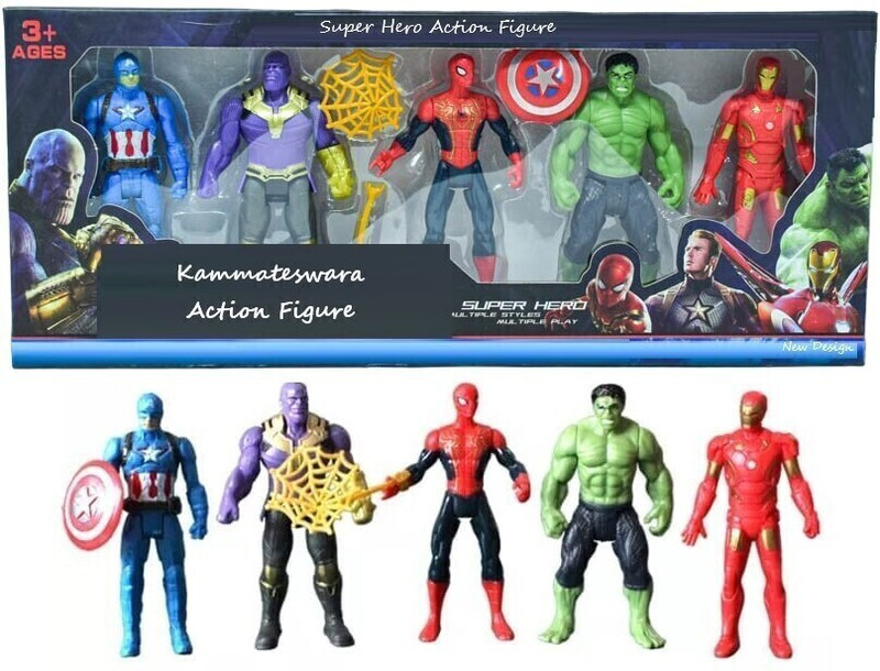 KAMMATESWARA Action Figure Toy Set in Action Toy for Kids (Set of 5 Superheroes)(Multicolor)