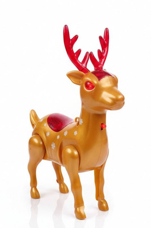 XQZMEE Musical Animal Toy Walking Deer Animal Toy for Kids with Light & Realistic Sound(Red, Brown)
