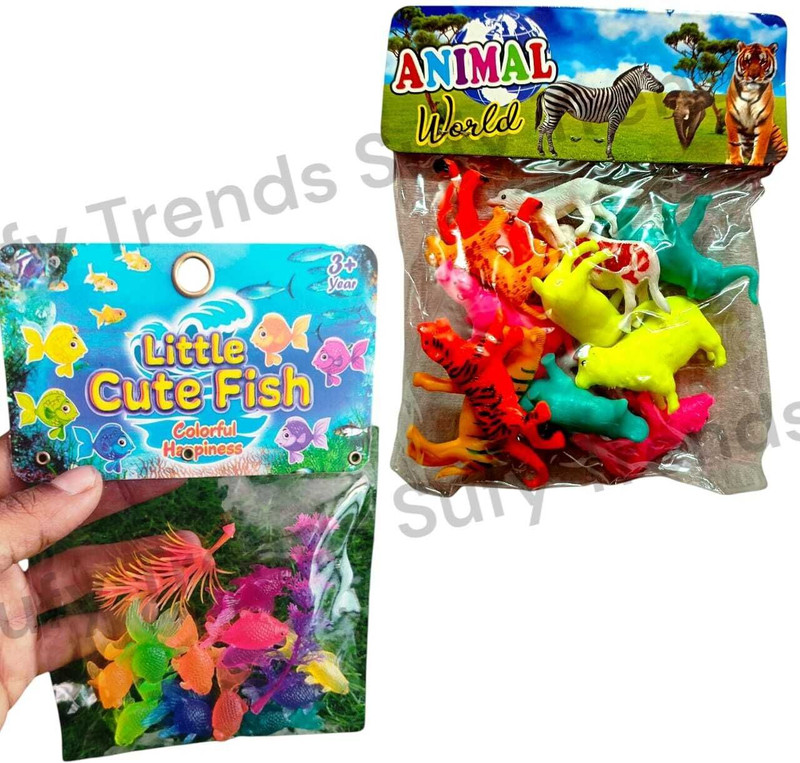 SufyQuens Animals Figure And Fish Aquarium Figure Toys kids Boys Girls Pack of 2 Combo(Multicolor)