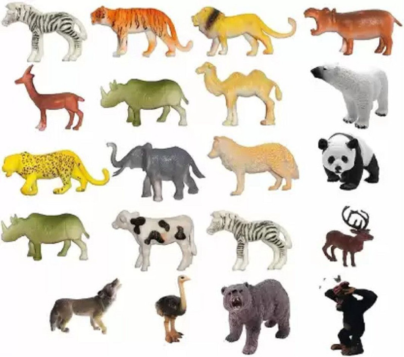 EMVORA Plastic Wild & Farm Animals Toy Set for Kids, Educational Mini Figures(Multicolor)