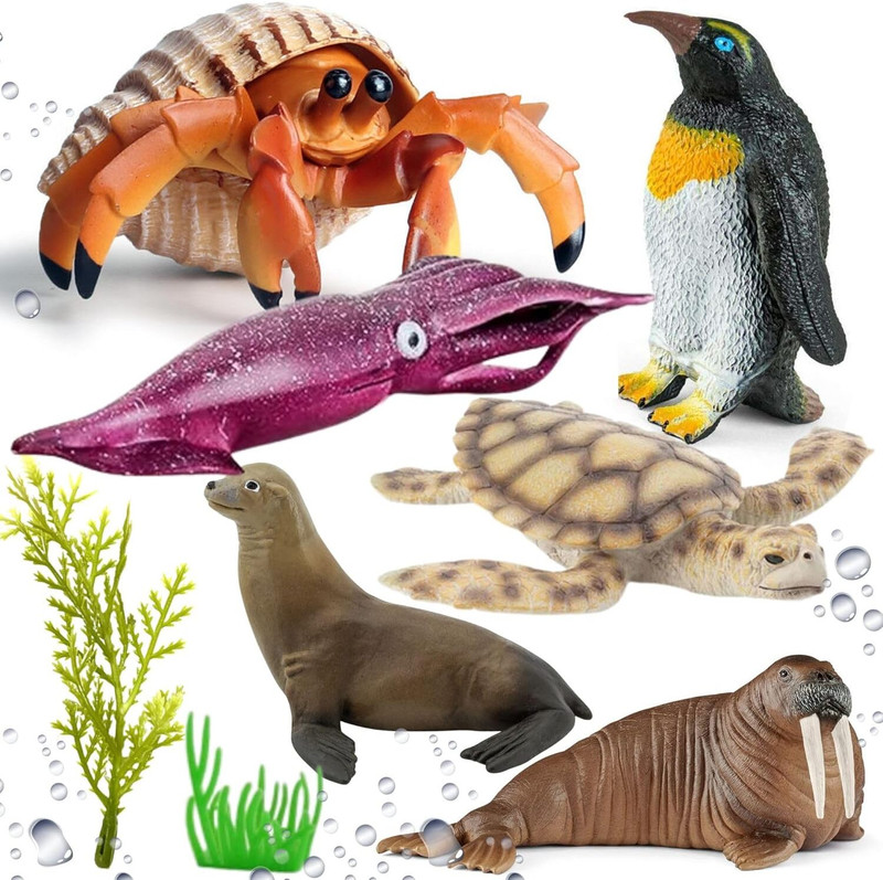 Mallexo Realistic Underwater Fishes Animal Figures Set for Kids 3+| 6PCs Sea Water Toys(Multicolor)