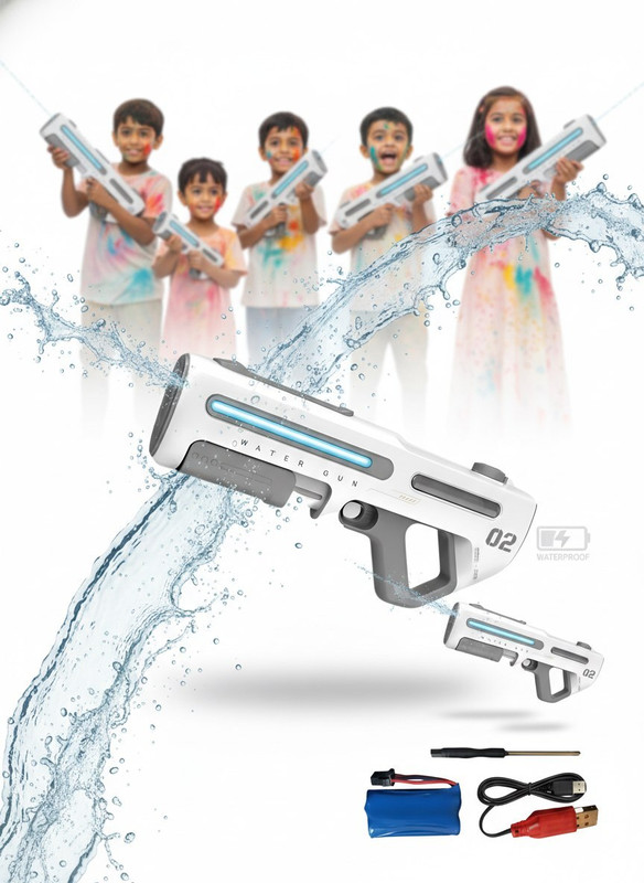 calyxia Electric Water Gun Toy for Kids Long Range Water Blaster Pichkari(Grey)