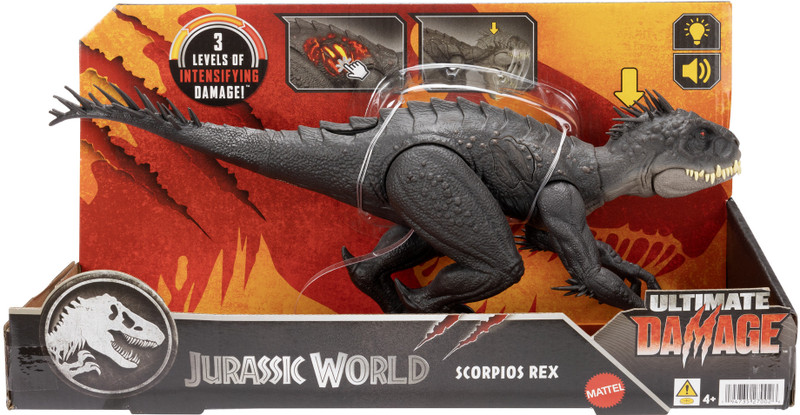 Jurassic World Ultimate Damage Scorpios Rex Dinosaur Toy Figure with Damage(Black)