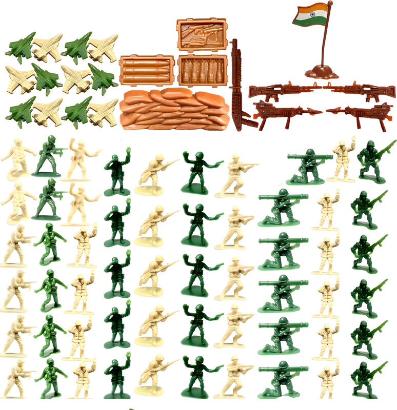 BABRO Army Toy Set for Kids | Military Action Playset | Plastic Soldier Battle Kit(Green, Yellow)