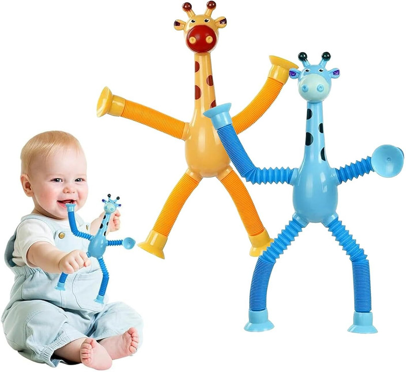 The Urban Toys TELESCOPIC SUCTION CUP GIRAFFE TOYS PACK OF 2(Multicolor)