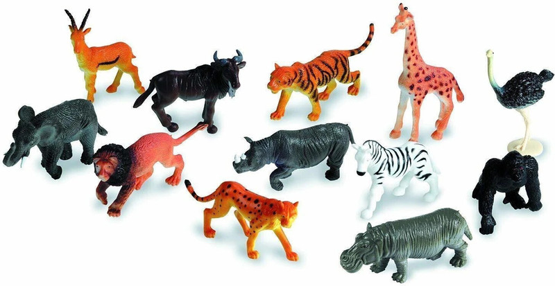 MATA JANKI TRADERS New 12 Pcs Wild Animals Set (Medium Size) for Kiddzz. (Multicolor) PQ(Multicolor)