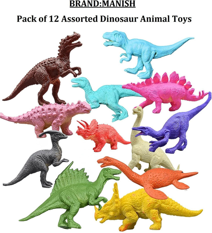 Krishna toys Cartoon Animal,Dinosaur Figures Set for Kids,Dinosaur Animal Play Set-12pcs(Multicolor)