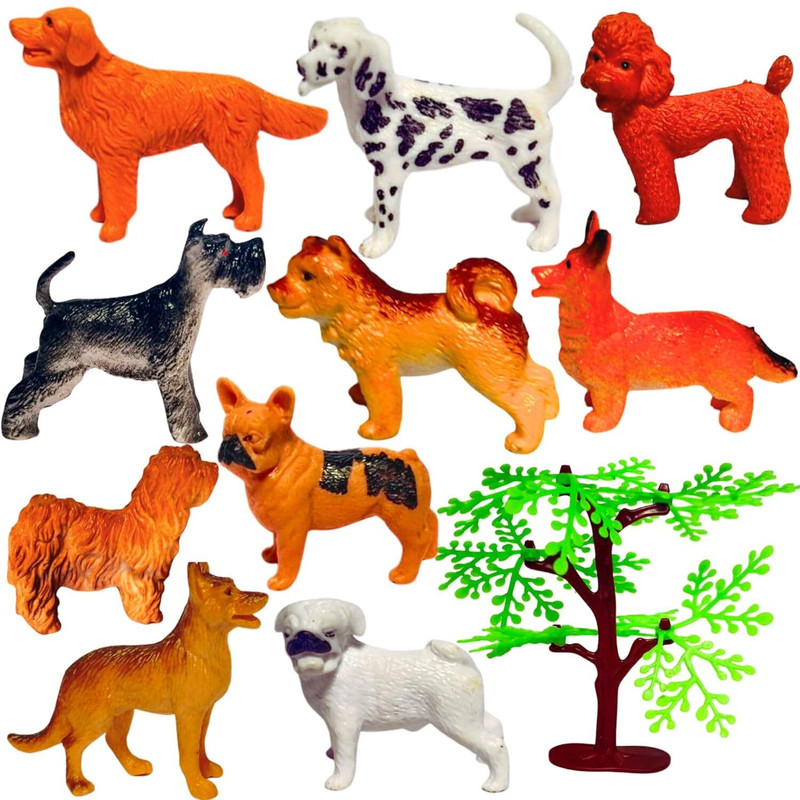 Mallexo Mini Size Pet Dog Animals Toys for Kids12PCs Realistic Kutta Janwar Animal Toys(Multicolor)