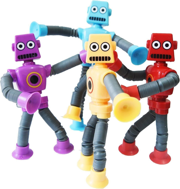 MY BABY LOVE A PERFECT CARE 4 Set of Telescopic Suction Cup Robot Toy, Pop Tubes Baby Toys(Yellow, Red, Purple, Blue)