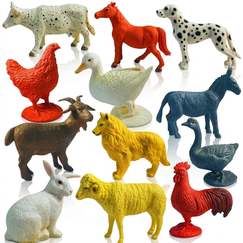 Mallexo Realistic Domestic Animals Toys Set for Kids 12PCs Big Size Jungle Farm Animal(Multicolor)