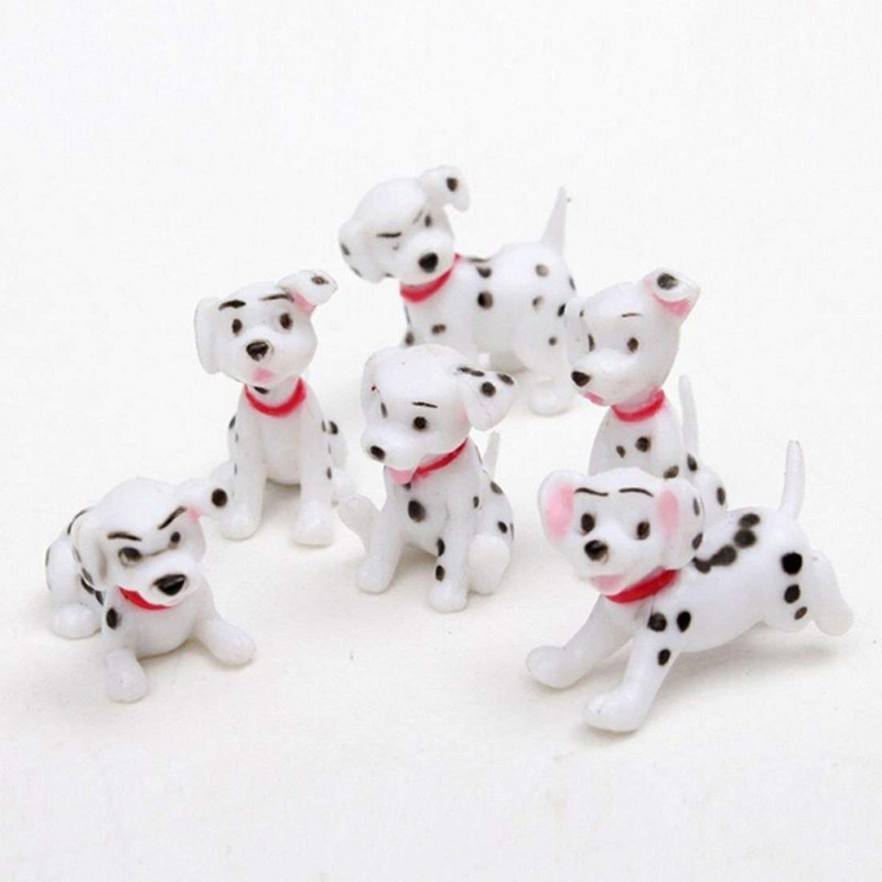 BHOOLU&GOOLU PVC Miniature Spotted Dog Figure - (Black And White) -6 Pcs/Set(White, Black)