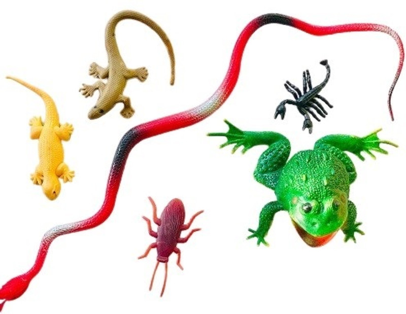Vedy animals toys rubber snake, lizard, frog gang (set of 6)(Multicolor)