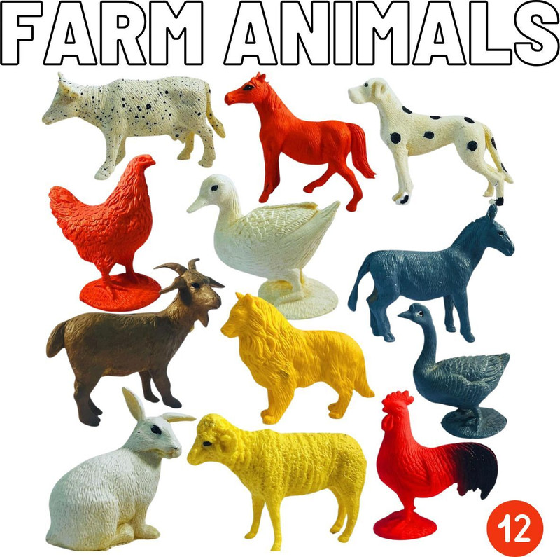 ramola Farm animals toyset for kids- Educational toys, pack of 12(Multicolor)