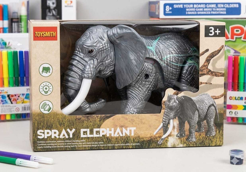 JOASTATIONERY Spray Elephant Interactive Robot Toy with Light & Sound(Grey, White)