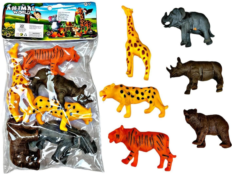 KHYALI Safari Animal Toys Figures|6 PCS Realistic Mini Animals Figures Playset|K27(Multicolor)