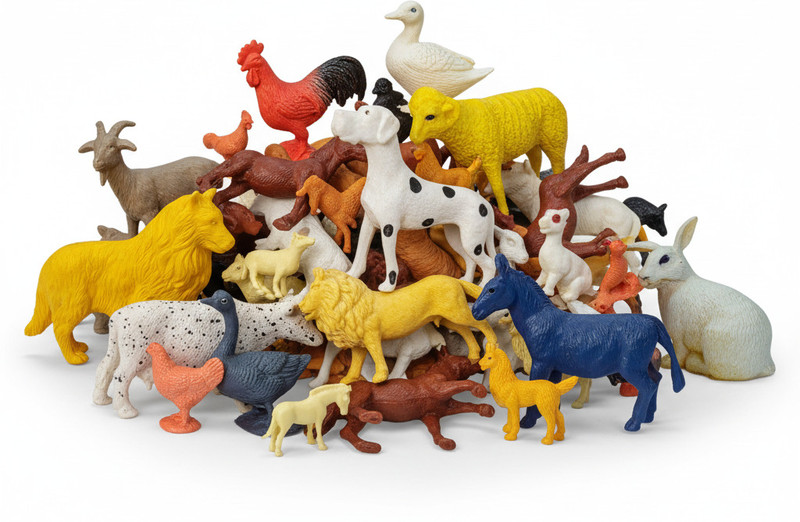 ZESTHOME 24 Pcs Animal Set Toys for Kids – 12 Big & 12 Mini Baby Animal Figures(Multicolor)