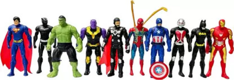 Just craft Super Hero Action Figure Toy Set of 10 Action Figure Toys (Multicolor)(Multicolor)