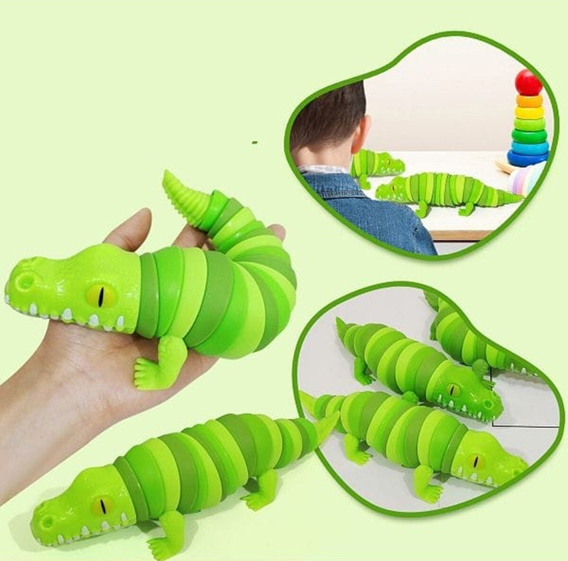Chocozone 19cm Crocodile Toy Toddler Toys for Kids Flexible Sensory Toys for 2 Years old(Green)