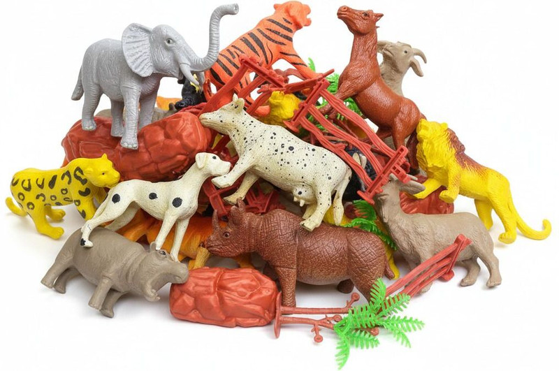 ZESTHOME 12Pcs Jungle Realistic Wild Animal Toys Figure Playing Set for kids 3+ Years(Multicolor)