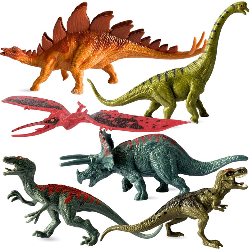Mallexo 6 PCS Big Size Realistic Dinosaur Animals Toys for Kids Prehistoric Flying Dino(Multicolor)