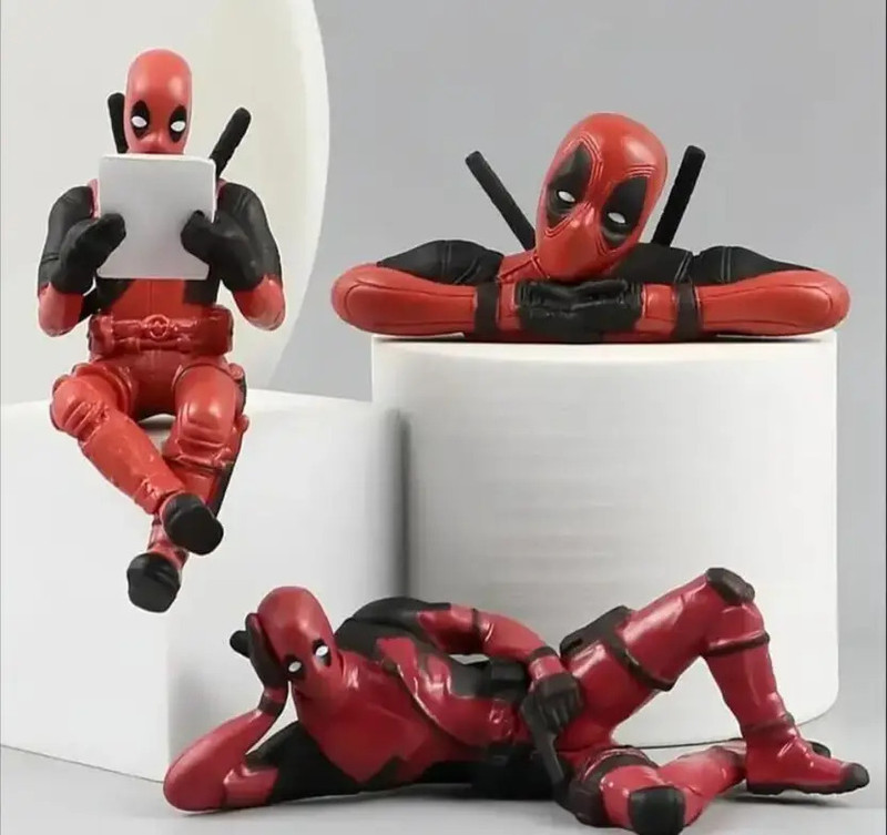Kartik Traders Deadpool Action Figure Set (3-Pack) - Movable Figures for Desk & Car(Red)