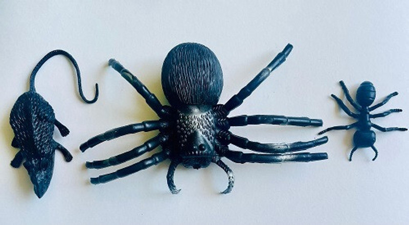Tik C animal toys rubber spider,rat and ant(Black)