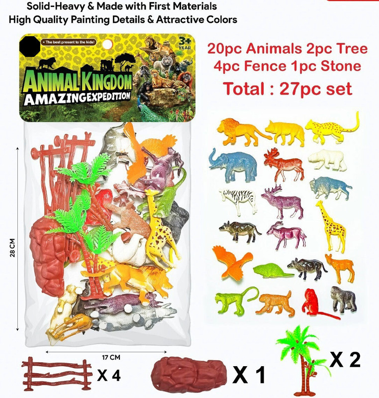 Prosper Realistic Wild Animal Figure Toys for kids-27 Pieces(Multicolor)