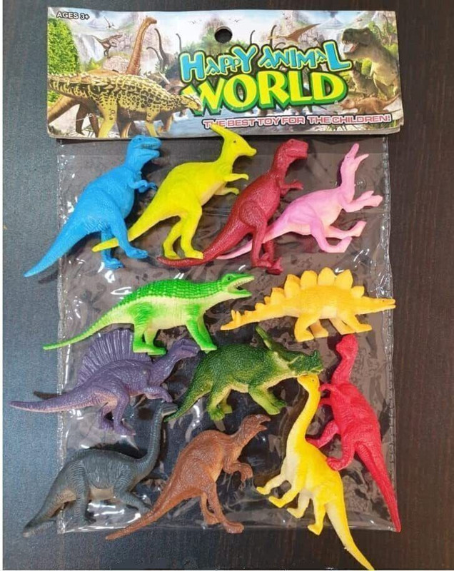 HK Toys 12pcs Set of Dino Or Dragon Set For Kids | Made From Flexible Rubber(Multicolor)