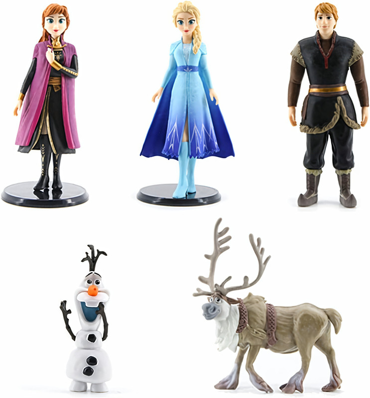 Boenjoy Frozen Action Figure Cake Decoration Set – Elsa, Olaf, Anna, 5 Pieces(Multicolor)