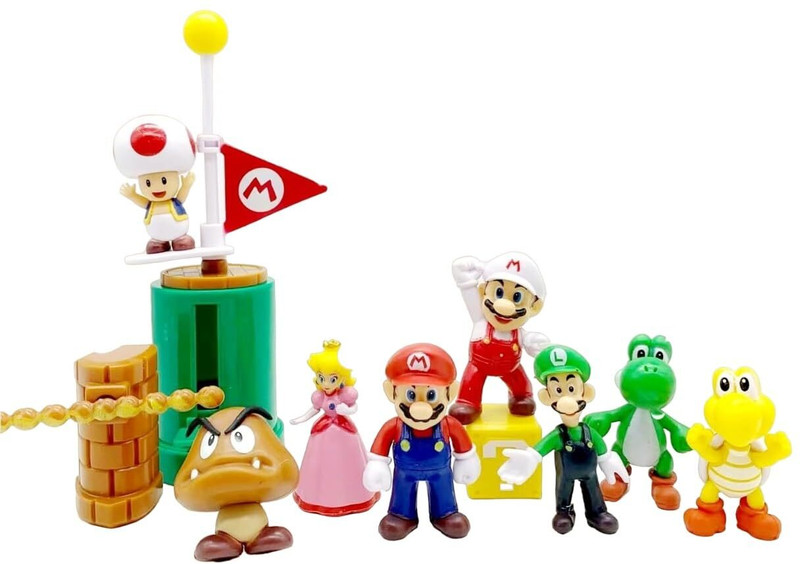 RVM Toys Set of 6 Mario Brothers Action Figure 6-7 cm Toy for Collectible Table Toy(Multicolor)