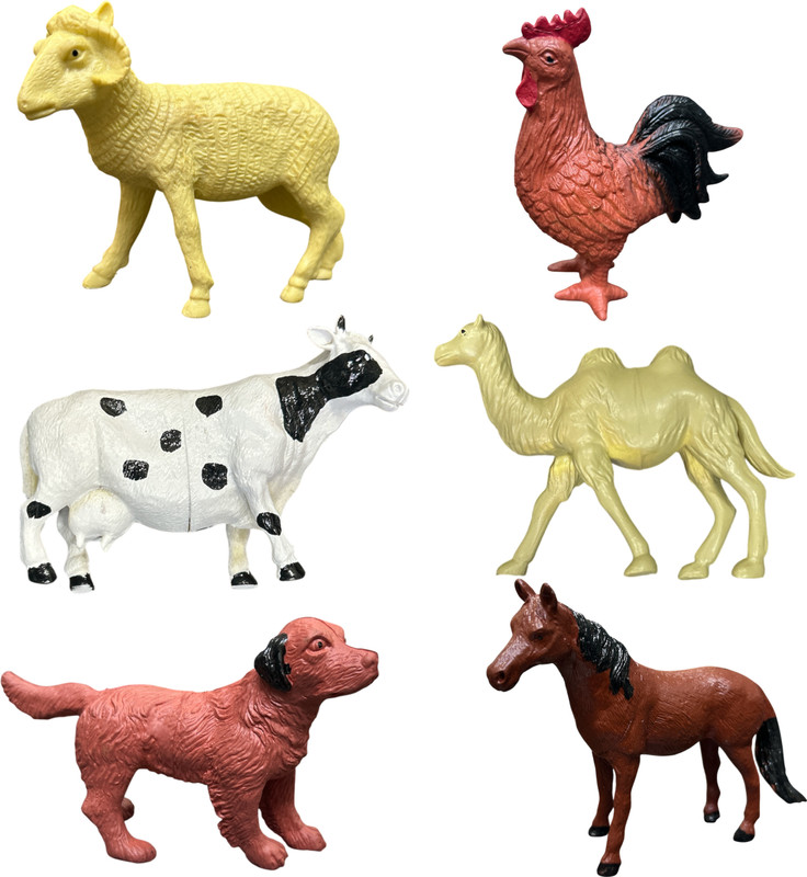 ZESTHOME Big Farm Animal Toys Set for Kids – 6 Pcs Realistic Rubber Animals Figures(Multicolor)