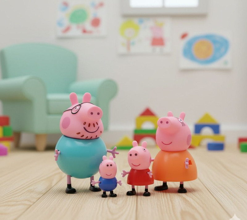 A Cube Peppa Pig Toys Family Set Orginal Cartoon Animated Figures best gift for kids(Multicolor)
