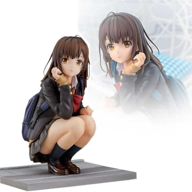 World Gift Mart Anime Style School Girl PVC Action Figure | Cute Sitting Pose Showpiece 15Cm(Multicolor)