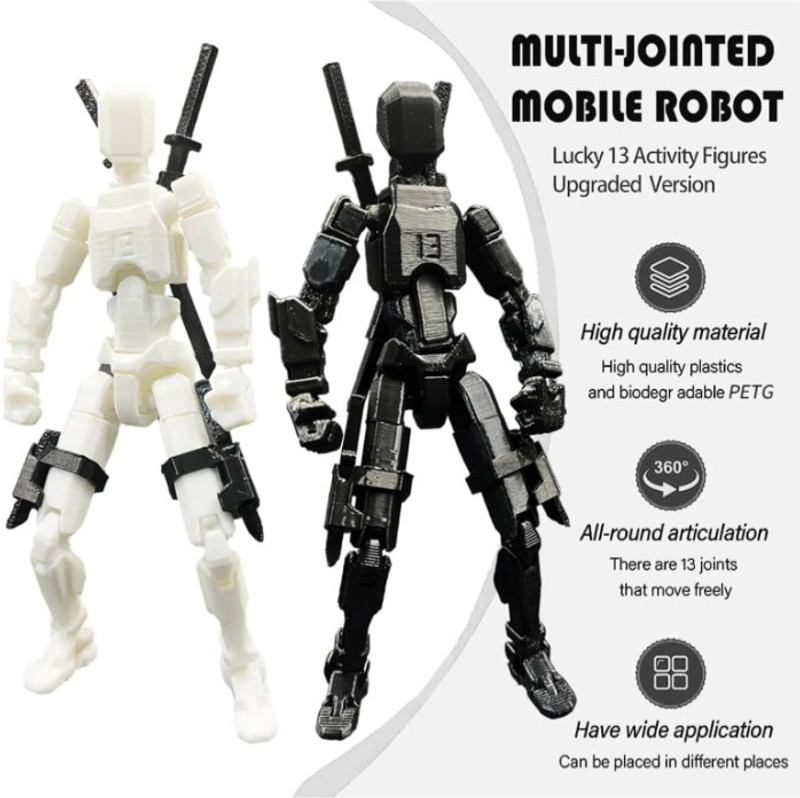 Onngeo 2 PC Black Action Figures Kit Titan 13, T13 Lucky Action Figure (Red, Green)(Red, Green)