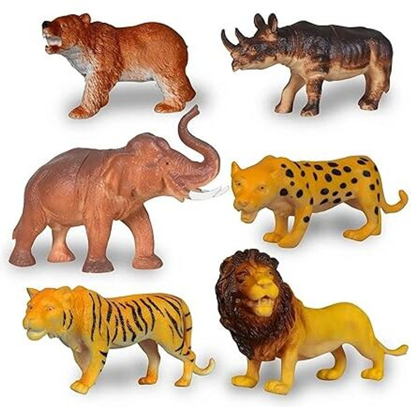 manish Pack of 6 Jungle Animal Figures - Kids' Toys, Birthday Return Gifts Wild Animals(Multicolor)